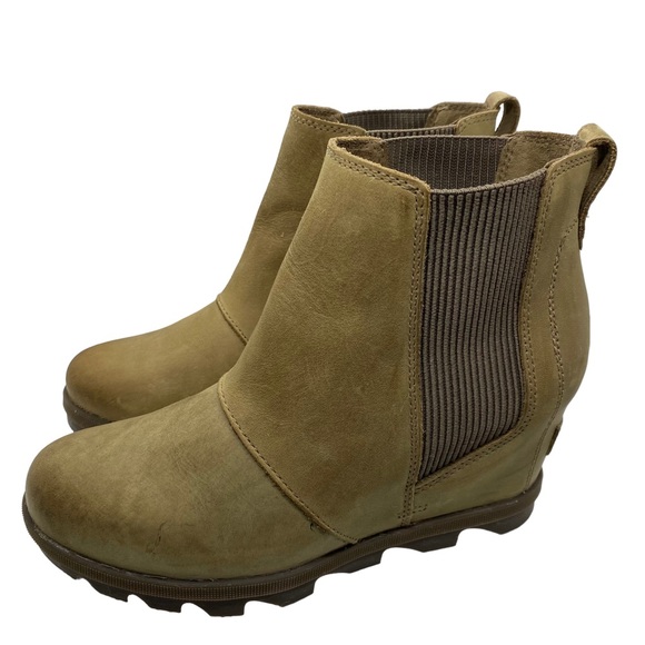 Sorel Shoes - Sorel Joan Of Arctic Wedge Boots Size 8.5 Beige Leather Ankle Booties NL3022-240